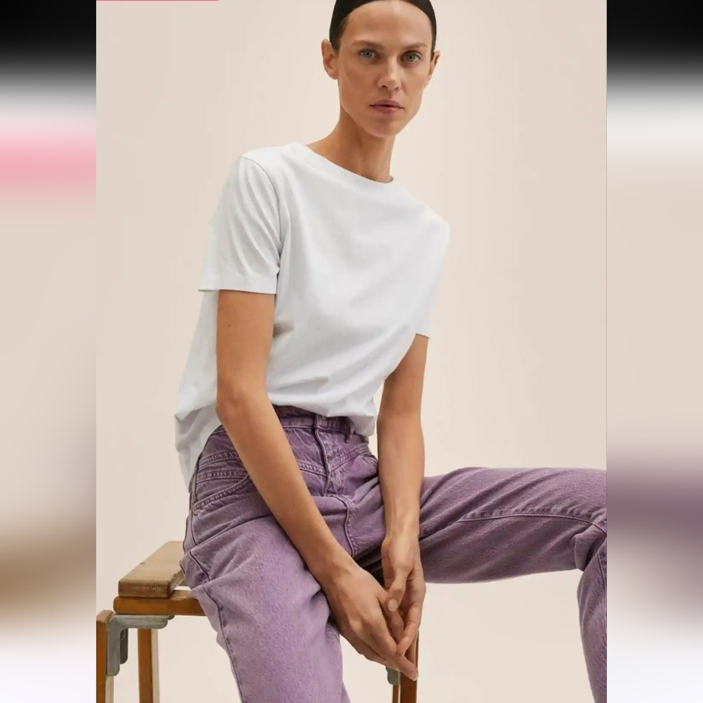 Mango High-Waist Mom Ankle Jeans Size 14 Purple New - Picture 5 of 7